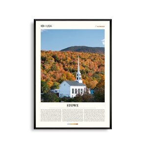 Stowe Print Vermont, Stowe Wandkunst, Stowe Poster, Bergstadt Foto, Neu England Landschaft, Herbstlaub Dekor