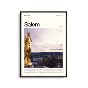 Salem print Oregon, Salem muurkunst, Salem poster, stadsgezicht foto, Willamette Valley decor, Pacific Northwest stedelijke kunst