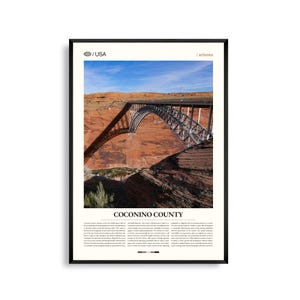 Arte mural del condado de Coconino, Arizona, impresión de paisaje desértico, póster del condado de Coconino, fotografía panorámica del suroeste, decoración natural de Arizona