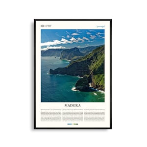 Madeira Portugal Wandkunst, Insel Landschaft Fotografie Druck, Madeira Poster, Malerische Küsten Dekoration, Atlantik Reise Kunstwerk