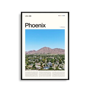 Impresión de Phoenix, Arizona, Arte mural de Phoenix, Póster de Phoenix, Foto de ciudad desértica, Decoración de paisajes del suroeste, Arte urbano sonorense