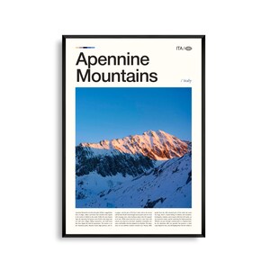 Arte mural de los Apeninos, Italia, impresión de paisaje agreste, póster de los Apeninos, fotografía de la campiña italiana, Italia central