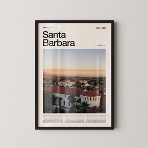 Santa Barbara Print California, Santa Barbara Wall Art, Santa Barbara Poster, Santa Barbara Photo, Stearns Wharf, Mission Santa Barbara