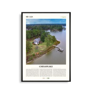 Impresión de Chesapeake, Virginia, Arte mural de Chesapeake, Póster de Chesapeake, Foto de paisaje costero, Decoración de la región de Tidewater, Arte natural