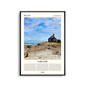 Impression de Cape Cod dans le Massachusetts, art mural Cape Cod, affiche côtière, photo de paysage de plage, décoration de la Nouvelle-Angleterre, rivage de l'océan