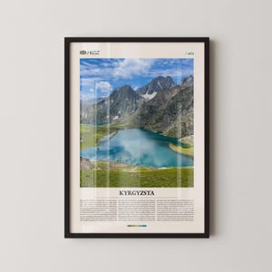 Kunst aan de muur Kirgizië, berg- en merenlandschap print, poster Kirgizië, schilderachtige fotografie Centraal-Azië, decor nomadisch natuur