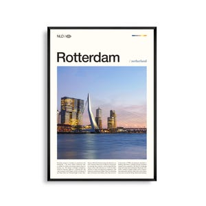 Rotterdam Poster Niederlande, Rote Linien, Bilder, Erasmusbrücke, Erasmusbrücke, Niederlande, Foto, Erasmusbrücke, Moderne Architektur, Stadtbild, Poster, Erasmusbrücke
