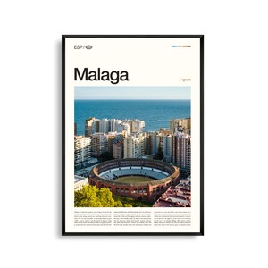 Malaga Spanien Wandkunst, Küstenstadt und Historische Architektur Poster, Malaga Poster, Andalusien Fotografie, Mediterran Dekor