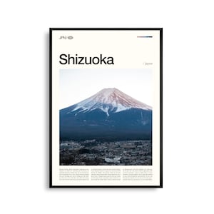 Arte mural de Shizuoka, Japón, impresión del monte Fuji y paisaje costero, póster de Shizuoka, fotografía panorámica de Honshu, decoración natural japonesa