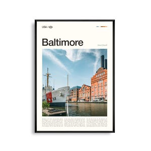 Stampa di Baltimora, Maryland, Arte murale di Baltimora, Poster di Baltimora, Foto di Baltimora, Decorazioni del porto interno, Arte del paesaggio urbano della baia di Chesapeake