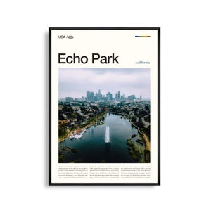 Stampa Echo Park California, Arte murale Echo Park, Poster Echo Park, Foto Echo Park, Lago Echo Park, Stadio Dodger, Angelino Heights, Elysian