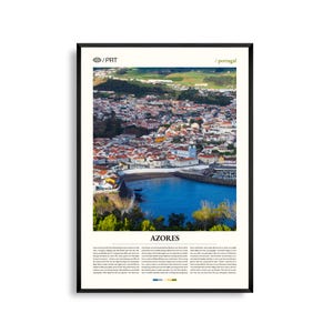 Arte mural de las Azores, Portugal, impresión de paisaje de isla volcánica, póster de las Azores, fotografía panorámica del archipiélago atlántico, decoración natural portuguesa