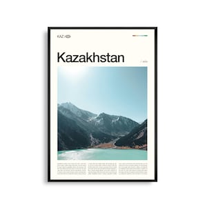 Arte mural de Kazajistán, impresión de vastos paisajes de estepa y montaña, póster de Kazajistán, fotografía panorámica de Asia Central, decoración natural