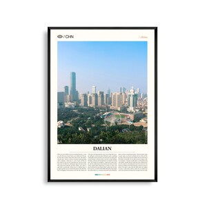 Dalian China Wandkunst, Küstenstadtbild und Meer Fotografie Druck, Dalian Poster, Malerisches Urban Dekor, Asiatisches Reise Kunstwerk