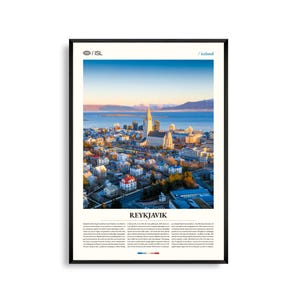 Reykjavik Print Island, Reykjavik Wandkunst, Reykjavik Poster, Reykjavik Foto, Hallgrímskirkja, Harpa Konzerthalle, nordische Stadtansicht