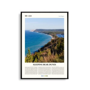 Impresión de las Dunas del Oso Durmiente, Michigan, Arte mural del Oso Durmiente, Póster de la orilla del lago, Foto de paisaje de dunas, Decoración natural, Arte de los Grandes Lagos