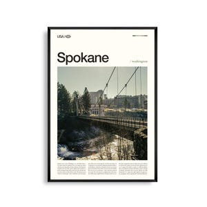 Spokane Print Washington, Spokane Wandkunst, Spokane Poster, Flussufer Foto, pazifischer Nordwesten Dekor, Stadtlandschaft Kunst