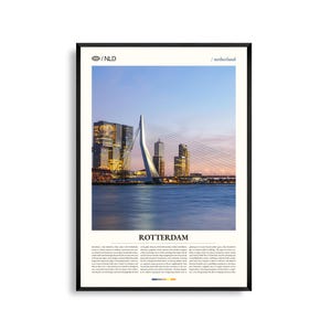 Rotterdam Poster Niederlande, Rote Linien, Bilder, Erasmusbrücke, Erasmusbrücke, Niederlande, Foto, Erasmusbrücke, Moderne Architektur, Stadtbild, Poster, Erasmusbrücke