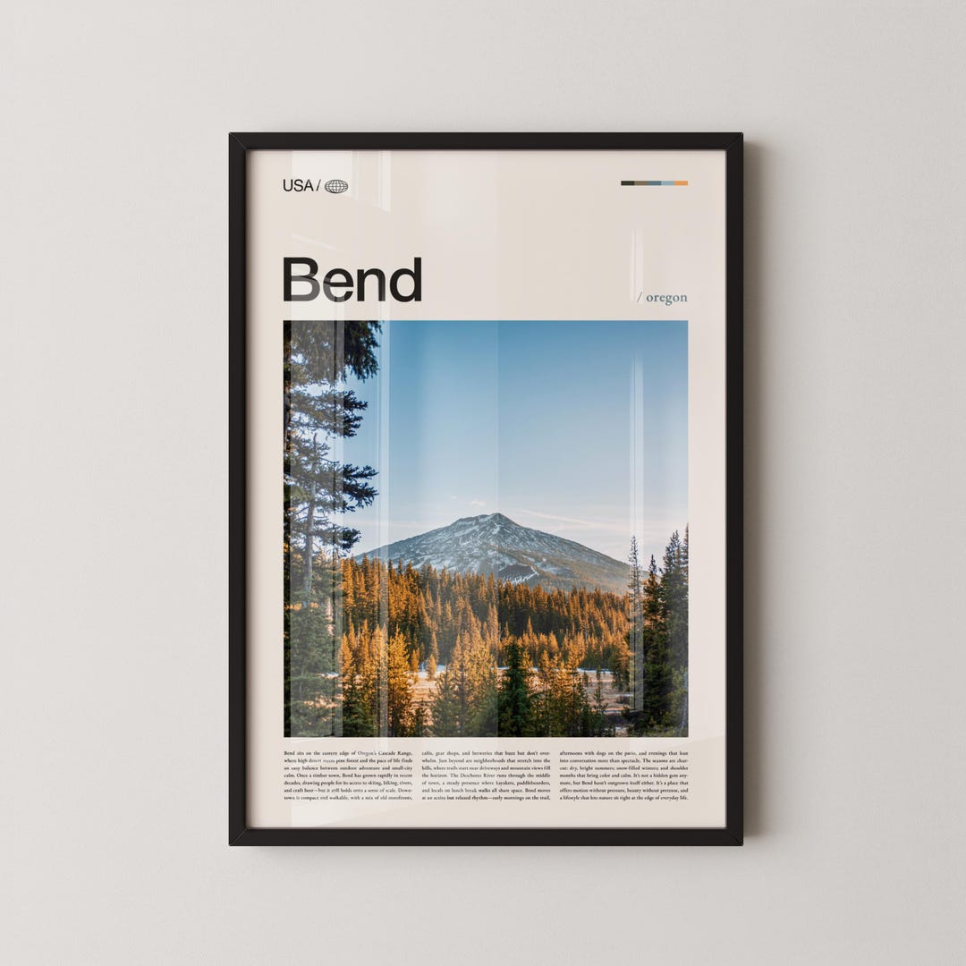 Bend Oregon Print, High Desert Cascade Mountain Landscape Photo - Natural Wood Frame, 18x24 in | 45x60 cm