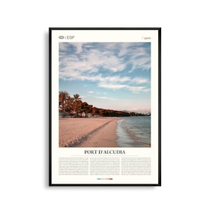 Port d'Alcudia Spanien Wand Kunst, Küste Mallorca Strand Druck, Port d'Alcudia Poster, Malerische Balearen Insel Fotografie, Mediterran Dekor