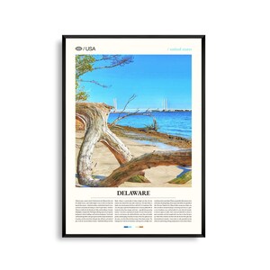 Art mural Delaware, impression paysage côtier, affiche Delaware, photographie de nature pittoresque, décoration de la côte est