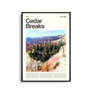 Impresión del Monumento Nacional Cedar Breaks, Utah, Arte mural de roca roja, Póster de paisaje de cañón, Foto del desierto, Decoración natural del suroeste