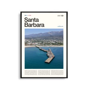 Santa Barbara Druck Kalifornien, Santa Barbara Wandkunst, Santa Barbara Poster, Santa Barbara Foto, Stearns Wharf, Mission Santa Barbara