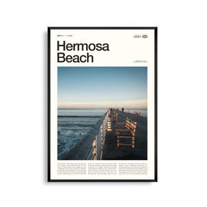 Hermosa Beach print Californië, Hermosa Beach kunst aan de muur, Hermosa Beach poster, Hermosa Beach foto, Hermosa Beach Pier, The Strand, Valley