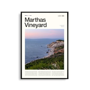 Art mural Martha's Vineyard Massachusetts, impression paysage de l'île côtière, affiche Martha's Vineyard, photographie pittoresque de bord de mer, Nouvelle-Angleterre