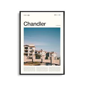 Impresión de Chandler, Arizona, Arte mural de Chandler, Póster de Chandler, Foto de paisaje desértico, Decoración urbana de Sonora, Arte urbano del suroeste