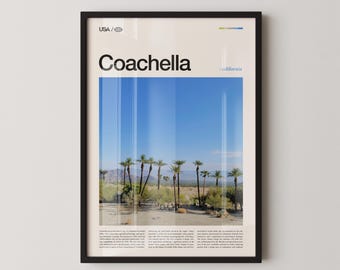 Coachella Valley Print, California Desert Palm Trees, Modern Wall Art