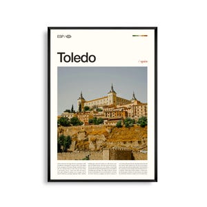 Toledo Spanien Wandkunst, Historischer Hügel Stadtbild Druck, Toledo Poster, Malerische Castile-La Mancha Fotografie, Mittelalterliches Spanien Dekor