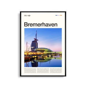 Art mural de Bremerhaven, Allemagne, impression de ville portuaire et maritime, affiche de Bremerhaven, photographie pittoresque de la mer du Nord, décoration côtière de l'Allemagne