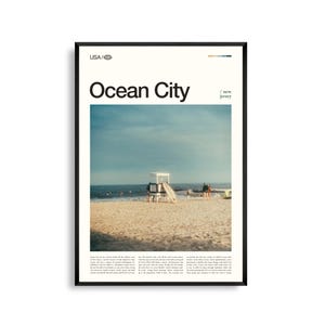 Impression d'Ocean City dans le New Jersey, art mural Ocean City, affiche de plage côtière, photo du littoral de l'Atlantique, décoration de bord de mer, art de la côte du New Jersey