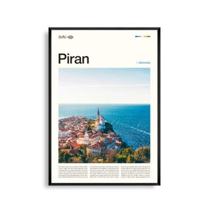Impresión de Piran (Eslovenia), Arte mural de Piran, Póster de Piran, Foto de Piran, Costa Adriática, Plaza Tartini, Arquitectura veneciana, Decoración costera