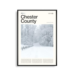 Impresión del condado de Chester, Pensilvania, arte mural de Chester, póster de paisaje rural, foto de colinas onduladas, decoración de paisaje rústico