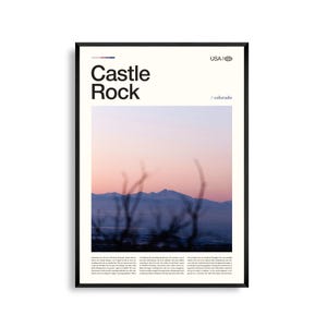 Impresión de Castle Rock, Colorado, arte mural de Castle Rock, póster de Castle Rock, foto de Front Range, decoración de pueblo de montaña, paisaje natural