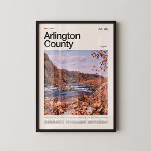 Arlington County Print Virginia, Arlington Wall Art, Arlington Poster, Arlington Photo, Washington DC Metro Art, Potomac River Decor