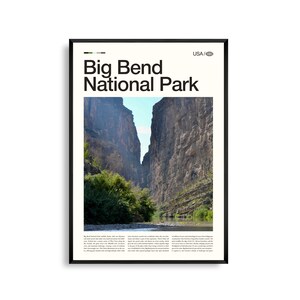 Impresión del Parque Nacional Big Bend, Texas, Arte mural de Big Bend, Póster de paisaje desértico, Foto de las montañas Chisos, Decoración natural del suroeste