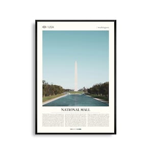 Nationale Einkaufs-Mall-Druck Washington DC, Wand-Kunst der historischen Stadt, Wahrzeichen-Poster, Monument-Landschaftsfoto