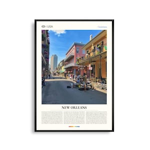 ニューオーリンズのプリント（ルイジアナ州）、ニューオーリンズのウォールアート、ニューオーリンズのポスター、フレンチクォーターの写真、南部の街並みの装飾、都会の風景
