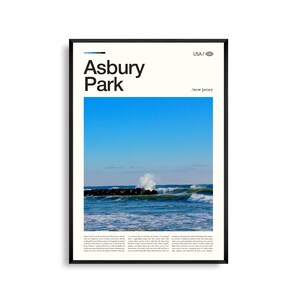 Impression Asbury Park New Jersey, art mural Asbury Park, affiche Asbury Park, photo Asbury Park, scène de la promenade, décoration charme côtier