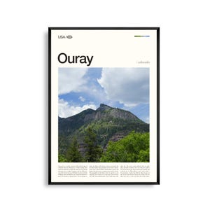 Impresión de Ouray, Colorado, Arte mural de Ouray, Póster de Ouray, Foto de pueblo de montaña, Decoración de la cordillera de San Juan, Arte natural de paisaje alpino