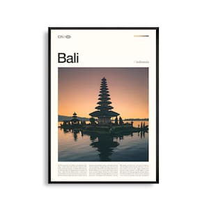 Art mural de Bali, Indonésie, impression de photographie de paysage et de temple d'île tropicale, affiche de Bali, décoration côtière pittoresque, oeuvre d'art de voyage