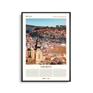 Sarajevo Bosnien, Sarajevo Wandkunst, Sarajevo Poster, Sarajevo Foto, Bašcaršija, Fluss Miljacke, historische Stadtansicht, Balkan Dekor