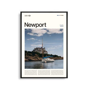 Impression Newport Rhode Island, art mural Newport, affiche de la ville côtière, photo de paysage du port, décor de rivage de la Nouvelle-Angleterre