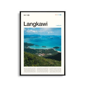Arte mural de Langkawi, Malasia, impresión de paisaje de isla tropical y playa, póster de Langkawi, fotografía panorámica del mar de Andamán, decoración del sudeste asiático