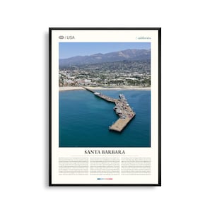 Santa Barbara Druck Kalifornien, Santa Barbara Wandkunst, Santa Barbara Poster, Santa Barbara Foto, Stearns Wharf, Mission Santa Barbara