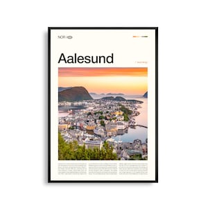 Aalesund Print Schwarzweiß, Ålesund Kunst, Ålesund Poster, Ålesund Foto, Ålesund Wanddekor, Aalesund Poster, Norwegen