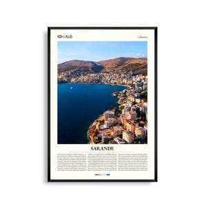 Sarandë Print Albanien, Sarandë Wandkunst, Sarandë Poster, Sarandë Foto, Ionische Küste, am Strand, am Strand, am Schloss Lëkurësi, am Meer Dekor